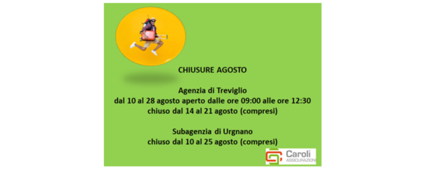 CHIUSURE ESTIVE 2020