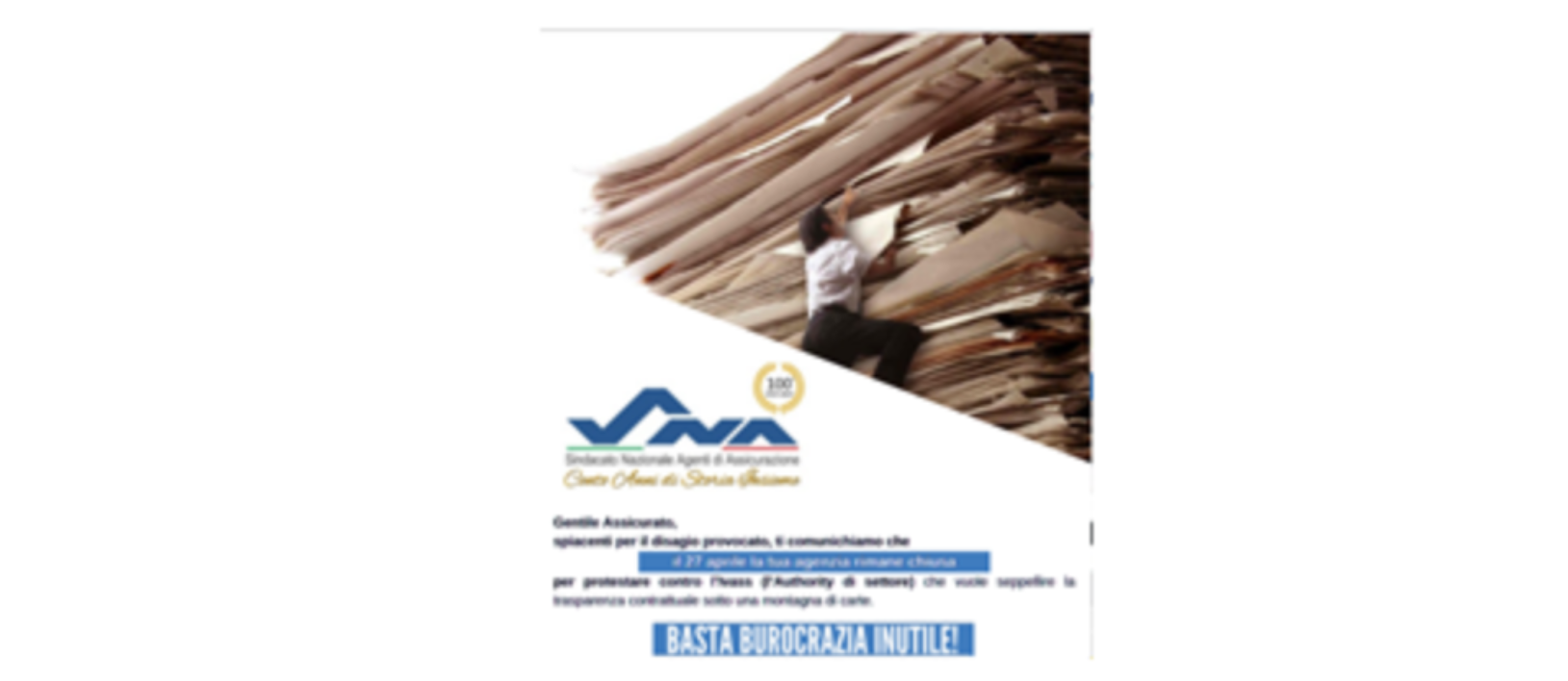BASTA BUROCRAZIA INUTILE !      Il 27 aprile l